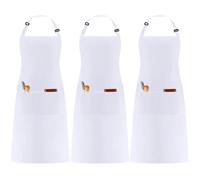 umboom 3 Pezzi Bianco Grembiule, Regolabili Cuoco Grembiule con 3 Tasche per Donna Uomo, Professionale Lavoro Grembiule per Cucina, Barbecue, Ristorante, Bar, Giardino, Pittura (Policotone - Bianco)