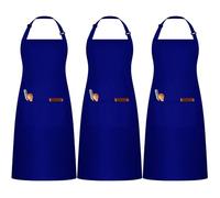 umboom 3 Pezzi Blu Grembiule, Regolabili Cuoco Grembiule con 3 Tasche per Donna Uomo, Professionale Lavoro Grembiule per Cucina, Barbecue, Ristorante, Bar, Giardino, Pittura (Policotone - Blu)