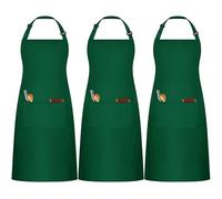 umboom 3 Pezzi Verde Grembiule, Regolabili Cuoco Grembiule con 3 Tasche per Donna Uomo, Professionale Lavoro Grembiule per Cucina, Barbecue, Ristorante, Bar, Giardino, Pittura (Policotone - Verde)