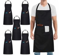 umboom 5 Pezzi Nero Grembiule, Regolabile Cuoco Grembiule con 3 Tasche per Donne e Uomini, Professionale Lavoro Grembiule per Scuola, Cucina, Ristorante, Bistrot, Bar, Caffetteria, Giardino