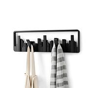 Umbra 318190-040 Appendiabiti da Parete con Sistema di Ganci Multipli, Nero, 49.5 x 15.2 x 2.5 cm, 5 unità