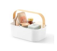 Umbra Bellwood Contenitore impilabile, Organizer con divisori Rimovibili, Legno, Bianco/Naturale, Mittel, 28x17 cm