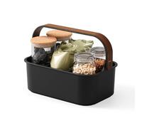 Umbra Bellwood Contenitore impilabile, Organizer con divisori Rimovibili, Nero/Noce, Mittel, 28x17 cm