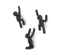 Umbra Buddy Ganci da parete, Set di 3, Nero