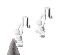 Umbra Buddy Gancio per sportello, salvaspazio, set da 2, Bianco | Punta gommata antiscivolo, installazione senza attrezzi, appendi asciugamani, abs riciclato