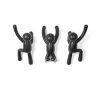 Umbra Ganci da parete Moderni in plastica Set 3pz Buddy PVC Nero