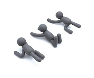 Umbra Buddy Set di 3 ganci decorativi da parete, per giacche, sciarpe, borse, zaini, asciugamani e molto altro, colore grigio scuro