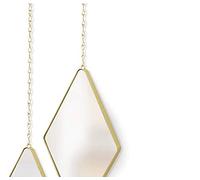 Umbra Dima Specchi a forma di rombo, Set di 3, Specchio, Ottone opaco