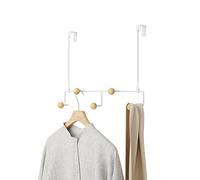 Umbra Estique Appendiabiti Multifunzione con 5 Ganci, Gancio Senza Foratura, Organizer da Appendere sopra la Porta, Metallo, Bianca, 5 Haken, 3 unità