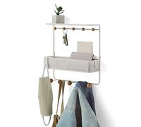 Appendiabiti 10 Ganci Con 1 Ripiano E Cestello In Metallo