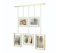 Umbra Exhibit Cornici Multifoto Stile Galleria, Acciaio, Ottone Opaco, Ottone Bicchieresato, 5 Cornici