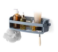 Umbra Flex Ripiano Adesivo, Shampoo, balsamo, Gel Doccia, Sapone, Spugna di luffa, Rasoio, Senza Foratura, antiruggine, Blu Ardesia, 9x33x12 cm