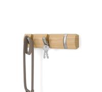 Umbra Flip Appendiabiti sospeso da Parete, Moderno, Elegante, salvaspazio, con Ganci retrattili per Appendere Cappotti, Sciarpe, Borse e Altro Ancora, Naturale, 3 Hooks