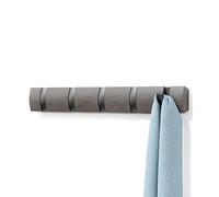 Umbra Flip Attaccapanni da parete con 5 ganci ribaltabili, Pioppo, Grigio/peltro