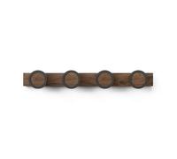 Umbra Hub Rail 4 ganci, ganci decorativi da parete con bordo in gomma anti-strappo, appendiabiti moderno per cappotti, sciarpe, borse, cappelli e altro ancora, nero/noce