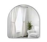 Umbra Hubba Specchio ad arco, cornice metallo, 86x91 cm, Titanio | Cornice sottile placcata, la forma ad arco slancia la stanza, per ingresso o camera, viti di montaggio incluse