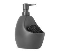 Umbra Joey Dispenser per Sapone in Gres Opaco, Con Cestello, Antracite | Base pesante e stabile, adatto a cucina o bagno, porta oggetti integrati, facile ricarica