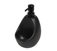 Umbra Joey Dispenser per Sapone in Gres Opaco, Con Cestello, Nero | Base pesante e stabile, adatto a cucina o bagno, porta oggetti integrati, facile ricarica