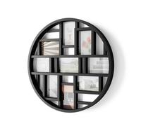 Umbra Luna Cornice multifoto, 9 foto 10x15, Nero | Supporto robusto, installazione facile, diametro 58 cm, due ganci a dente di sega, Plastica riciclata