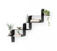 Umbra Montage Mensole da parete acciaio, set da 2, 64x48x16 cm, Nero | Strutture geometriche verniciate, montaggio orizzontale o verticale, 6,8 kg a set, per libri piante e oggetti