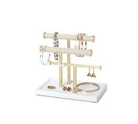 Umbra Organizer da tavolo a tre ripiani per collane, bracciali e orecchini, in lino, bianco/ottone, 3 ripiani