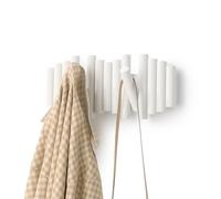 Umbra Picchetto 5 Ganci Appendiabiti da Parete - Combina utile e Arte - tasselli in Pino smussato, Bianco, 5 Hooks