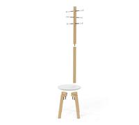 Umbra Pillar Sgabello e attaccapanni, Legno di hevea, Bianco/naturale