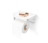Umbra Porta Carta igienica Adesiva e ripiano, Vinile, Ceramica, Calcestruzzo, Bianco, Taglia Unica