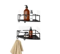 Umbra Portaoggetti angolari Cubiko, set di 2, Nero | Acciaio, Design Moderno, Niente Danni, Antiruggine, Mensola Angolare, Mensole Bagno, Strisce Adesive, Senza Fori