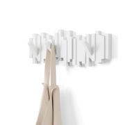 Umbra Sticks Attaccapanni Da Parete Con 5 Ganci Ribaltabili, Bianco, 49.53 x 3.18 x 18.42 cm, 907.18 grammi