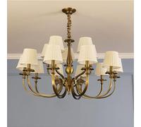Umbratica Lampada a Sospensione Antica, Illuminazione Elegante, lampadario di Fascia Alta, plafoniera Decorativa, Lampada Classica, lampadario di Cristallo Interamente in Rame con Paralume Beige, per