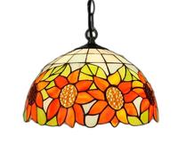 Umbratica Lampadari da 12 Pollici a Ciondolo Floreale Vintage Flores Flow flowes in Vetro Macchiato di Vetro Lampada sospesa per Camera da Letto Isola del Soggiorno