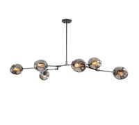 Umbratica Lampadari e26 Pallone a Bolle 360 ° Regolazione Boom in Oro a Sospensione Light Vintage Affronta del soffitto per Sala da Pranzo, Moderno molecolare (Paralume Blu, 6 Luce)