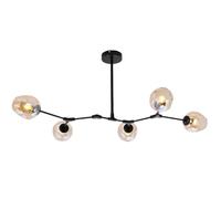 Umbratica Lampadari e26 Pallone a Bolle 360 ° Regolazione Boom in Oro a Sospensione Light Vintage Affronta del soffitto per Sala da Pranzo, Moderno molecolare (Paralume Blu, 6 Luce)