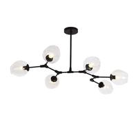 Umbratica Lampadari e26 Pallone a Bolle 360 ° Regolazione Boom in Oro a Sospensione Light Vintage Affronta del soffitto per Sala da Pranzo, Moderno molecolare (Paralume Blu, 6 Luce)