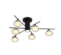 Umbratica Lampadiers 10 Luce a Sospensione Nera Leggera con globi di Vetro Classici lampade a soffitto Madre per Soggiorno Camera da Pranzo Camera da Letto, G9 (Noir, 6 Testa)