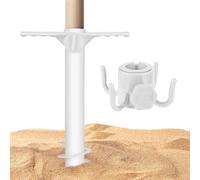 Umbrella Beach Stakes, Outdoor Stand Base, Parasol Holder, Windproof Design, Built-In Hook, Ideal for Backpacking, Fishing, Garden, Camping, Courtyard, Backyard Use