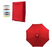 Umbrella Cloth Patio Replacement Canopy, 6.5ft 9ft 10ft Ribs 8 Top Sunshade Cover, Water Resistant Canopy(Red,300cm/10ft 8Ribs)(Sky Blue,270cm/9ft 6Ribs)