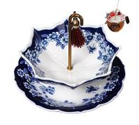 Umbrella Shape Ceramic Tea Strainer - Ceramic Umbrella Tea Strainer, Chinese Blue & White Porcelain Loose Leaf Tea Infuser with Rotating Design, Traditional Tea Filter for Coffee (Blue,A Set)