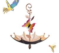 Umbrella-Shaped Iron Bird Feeder Outdoor | Hanging With Butterfly Dragonfly Bee | Garden Patio Standing Wildlife Station | Decorative Perch For Wild Birds