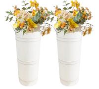 Umbrella Stand For Entryway - Metal Floor Vase, 2-Pack Organizer | Retro Decor | Galvanized Iron Holder With Drip Tray and Walking Stick Storage For Home Mall Office Entrance Use