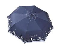 umbresen Windproof Compact Travel Folding Cute Cat Umbrella,Auto Open Close Rain&Sun Lightweight Portable Umbrellas with Cover for Kids Women Men (Navy Blue)