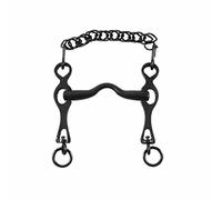 Umbria Equitazione Morso Spagnolo Artigianale Intero in Ferro Nero con aste mobili e barbozzale Morsi