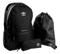 Umbro - 36066U Set Di 3 Pezzi Borsa Nera Zaino Borsa Astuccio Scuola Sport