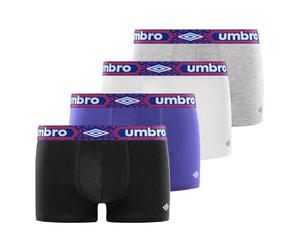 Umbro Boxer da Uomo in Cotone, Mutandine da Uomo, morbide e ipoallergeniche, Confezione da 4, Nero/Bianco/Blu/Grigio, XL