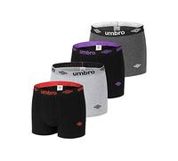 UMBRO Boxer Uomo Cotone, Mutande Uomo, Mantenimento Antiscivolo, Libertà di Movimento (set di 4), Nero, Grigio, Taglie S