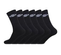 UMBRO Calzini Uomo Sportivo Morbido, Set di 6 Calze Uomo Lunghe, Running, Confortevoli, Nero, Taglie 43/46