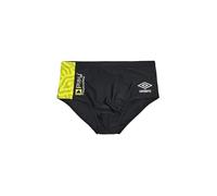 Umbro Costume Slip Uomo da Allenamento Realizzati collaborazione con T-Max, Costume Uomo in Lycra Foderato Ideale per Nuoto e pallanuoto (IT, Testo, L, Regular, Regular, Nero/Giallo)