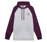 Umbro Cappuccio Core Raglan Felpa, Grigio mélange/Viola Potente, L Uomo
