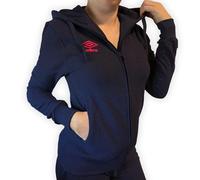 Umbro - Felpa da Donna Garzata Invernale in Caldo Cotone con Cerniera, con Cappuccio, Tuta Donna in Cotone Felpato, Sportiva, Casa, Palestra, Jogging, Tempo Libero (S, Blu Navy)